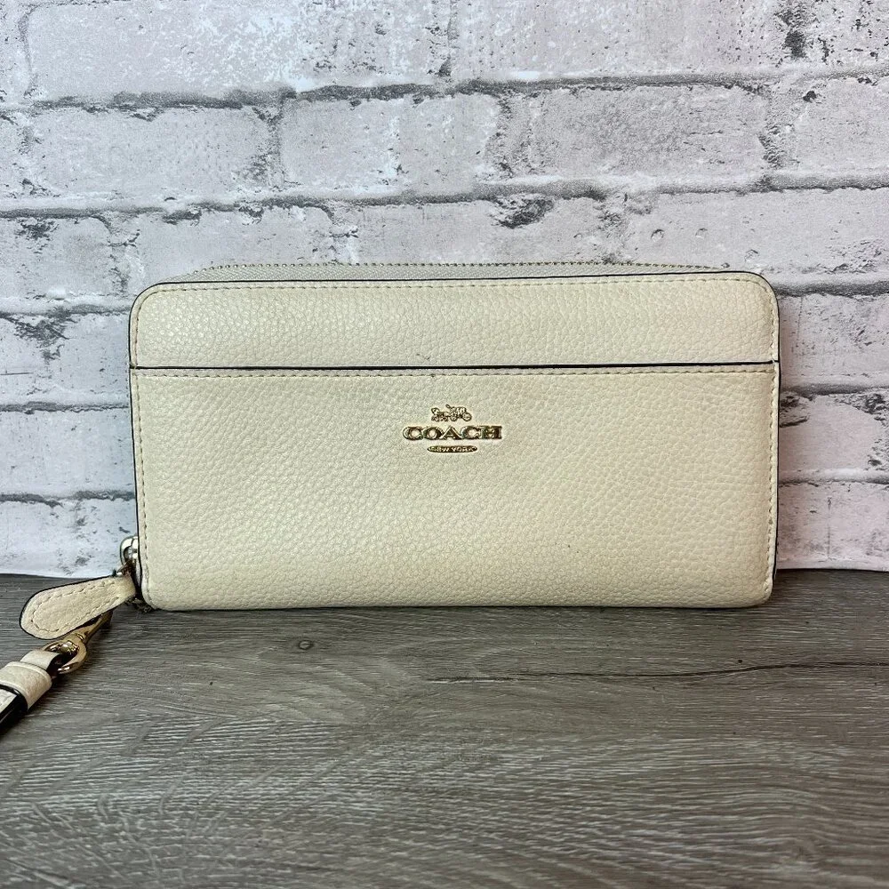 COACH Round Zip Wallet Leather F76517 Accordion Zip Around Wallet - Picture 1 of 9